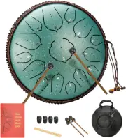 BURNING&LIN Steel Tongue Drum 15 Notes 14 Inches Handpan Drum Percussion for ...