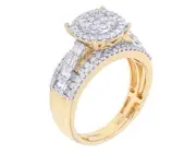 Cluster 1 1/20 CT Real Diamond Engagement Ring 10K Yellow Gold