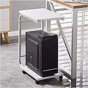 Printer Stand Printer Stand with Rolling Wheels 2-Tier CPU Holder Cart Printer Stand Mobile PC Laptop Standing Table for Home Office Printer Table(White)