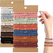 48 PCS Boho Hair Ties, Elastic Hair Tie Bracelets for Women, Hair Ties No Damage, Ponytail Holders for Girls with Thick and Thin Hair - Multicolor