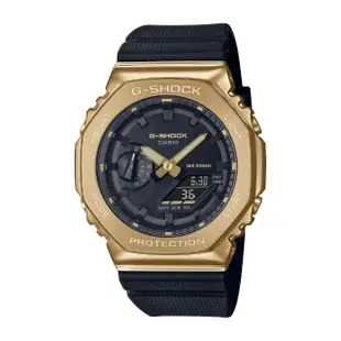 【CASIO 卡西歐】G-SHOCK黑金時尚 金屬 男女對錶 情侶對錶(GM-2100G-1A9+GM-S2100GB-1A)