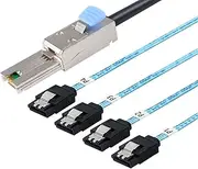 Mini SAS 26P SFF 8088 Male to 4 SATA 4Pin Female 1M 3.3FTCable with Latch,Mini SAS Host/Controller to 4 SATA Target/Backplane