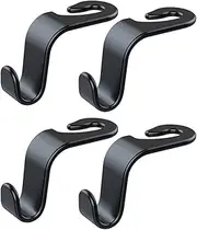 Wangzi 4 Pack Car Seat Headrest Hook Car Purse Hook for All Vehicle Car Handbag Clothes Coats Grocery Bags, Black (fdfads323)