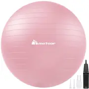METEOR Anti-Burst Swiss Ball, 55cm 65cm 75cm 85cm, Yoga Ball Gym Ball Exercise Ball With Pump (Pink)