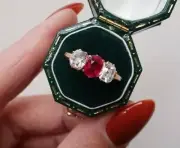 1. 90 Ct Oval Cut Natural Ruby Diamond Proposal Ring 14K solid Yellow gold