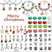 Christmas Xmas Charms Pendant DIY Craft Bracelet Making Kit Beads Jewellery Gift