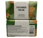 New ((2)) Bath & Body Works CUCUMBER MELON Shea Butter Cleansing Bar 5 oz