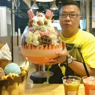 ins網紅超大玻璃冰激凌杯多人用 巨型甜品高腳杯玻璃水果蛋糕盆