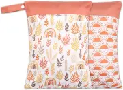 2 Pack Wet Dry Bags for Baby Cloth Diapers&Breast Pump Parts, Waterproof Reusabl