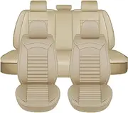 Car Seat Covers for Renault Clio 3 2005-2012, Universal 5 Seat Leather Front Rear Seat Protectors Waterproof Seat Cushions Accessories(Beige)