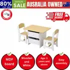 Kids Table and Chair Set with Storage Bins Wooden & White