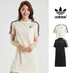 ADIDAS ORIGINALS 黑/米白 洋裝 女款 透氣 運動 休閒 純棉 短袖 長版 連身裙 三葉草 DU9944