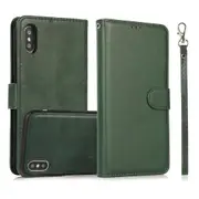 iPhone 14 /13 /12 /11 Plus Pro Max Case, Detachable Magnetic Leather Wallet TPU Case, Green - iPhone 14