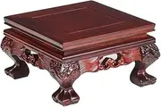 Small Vase Fishbowl Display Stand Square Red Acid Branch Carving Base(Small)