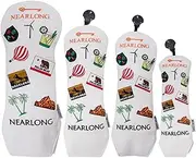 Golf Club Covers for Woods and Drivers, Golf Head Covers | Soft Golf Club Covers Golf Club Covers - White Golf Driver Cover Made of PU Leather, Golf Club Head Covers for Family, Friends, Colleagues