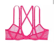 Victoria's Secret Very Sexy Fishnet Open-Cup Low-Cut Demi Bra Small-DD Pink