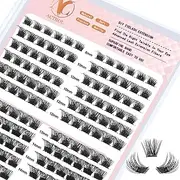 Lash Clusters DIY Eyelash Extensions 72 Clusters Lashes D Curl ACTROL Lash Mega Volume Reusable Individual Lashes Cluster Volume Eyelash Clusters Extensions Wispy Lashes at Home (T1, 144Pcs-D-8-16MIX)
