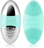 SUNMAY Oval Sonic Facial Cleansing Brush, Electric Silicone Face Cleanser, Face Scrubber with Ion Function for Deep Cleansing, Gentle Exfoliation and Massage –Green