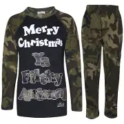 Kids Girls Boys Camouflage Green Print PJ S YA FILTHY Christmas Pyjamas Sets