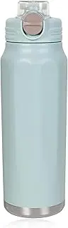 Longiang Stainless Steel Water Bottle 750 ml/950 ml, Leak-Proof Double-Walled Thermos Flask with Straw, BPA-Free, One Hand Opening, Secure Locking, Water Bottle for Fitness, Sports (Blue, 950 ml)