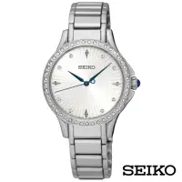 在飛比找momo購物網優惠-【SEIKO 精工】浪漫圓舞曲晶鑽錶圈女錶-銀白x38mm(