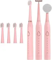 FDAKANGJU Electric Toothbrush Soft Hair Replacement Six-Speed Adult USB Charging Ultrasonic Vibration Electric Sonic Children Toothbrush (Color : Pink)