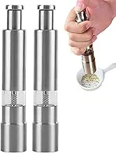 Pepper mix, salt pepper grinder, manual grinding mill, push button at the top with a stainless steel base and rod for easy one-handed operation, 1 piece/2 pieces of salt