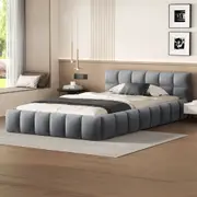 ALFORDSON Bed Frame Single Size Tufted Headboard Foundation Grey Velvet TALMON