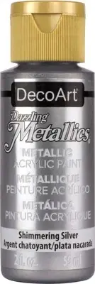 6 Pack DecoArt Dazzling Metallics Acrylic Paint 2oz-Shimmer Silver DM-DA070