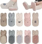 [Fenglin-joy] Non-Slip Socks for Baby, 5 Pairs of Children's Non-Slip Socks, Toddler Socks, Baby, Baby Socks, Cotton for Babies, Toddlers and Kids