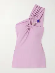 [Christopher Esber] Christopher Esber - One-shoulder Stone-embellished Ribbed Jersey Top - Pink - UK 6 UK 6 Pink