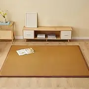 Japanese Traditional Tatami Mattress,Thicken Roll up Japanese Floor Futon Mattress, Natural Rush Grass Floor Tatami Futon Mattres for Sleeping, Sitting, Yoga, Relaxing(Caramel,79x94inch)