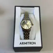 Armitron Women Easy to Read Dial Bracelet Watch Gold/Silver Band 75/5304TB