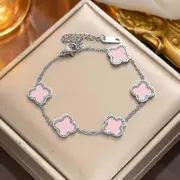 Four-leaf Clover Jewelry, Titanium Steel Bracelet pink