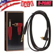 Soft Silicone Tattoo Power Supply RCA Clip Cord Right Angle 1.8M Long 6ft 3pcs