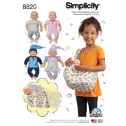 NEW Simplicity 8820 15" Baby Doll Clothes & Accessories Pattern By Spotlight