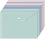 Document Folder, File Storage Bag, A4 Paper File Folder, Snap-Button Thickened File Bag (Gray, Pink, Blue, Green, Set of 4)