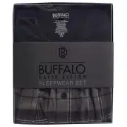 Buffalo David Bitton Mens Pajama Set S Cotton Flannel Pants & T Shirt Black Grey