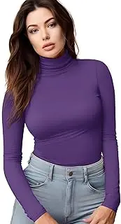 [Zengjo] Long Sleeve Turtleneck Women Stretch/Short Sleeve Tops Fitted Tee Shirt