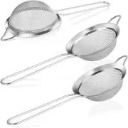 Fine Mesh Strainers Set of 3, Colanders Sifters with Sturdy Handle for Kitchen,