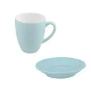 24x Coffee Mug & Saucer Pale Mist Blue 400mL Bevande Tea Mugs Hot Chocolate Cups