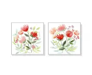 Florals 2 set White Frame Canvas