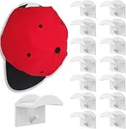16Pcs Self Adhesive Hat Hooks - No Drilling Strong Hold Hat Hangers, for Wall Modern Minimalist Design Hat Rack, Strong Hold Hat Hangers Load Capacity 1.4kg (White)