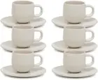 Hue Espresso Cups & Saucers 85Ml - Set of 6 - Stone - Espresso Cups House Warmin