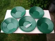 Lot of 5-12" Green Gold Pans w/ Bottle Snuffer-Panning Kit-Prospecting-Mining
