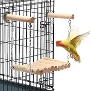 Bird Swings for Parakeets | Natural Wood Bird Perch Stand for Parrots | Swings for Small Birds, Stand Bird Toys, Cage Accessories for Parakeets, Cockatiels, Finches Pochy