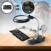 Third Hand Soldering Solder Iron Stand Holder LED Magnifier Helping Station Tool