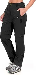 [Little Donkey Andy] Women's Stretch Convertible Pants, Zip-Off Quick-Dry Hiking Pants Black Size XL