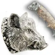 CooB Silver Knife Pommel WILD BOAR for Custom Knives Making Handle Bolster