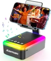 Gifts for Men Women, Cell Phone Stand with Bluetooth Speaker and Light, Black